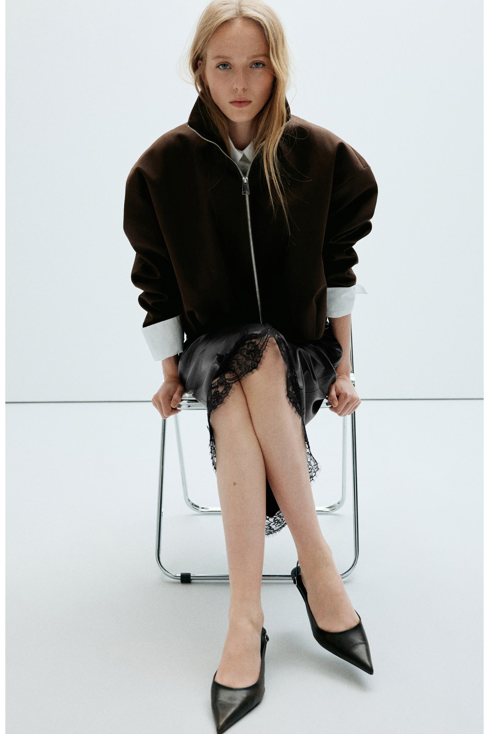 Eye Lashes Code MANGO Eyelash Lace Trim Faux Leather Skirt (Women) | Nordstrom