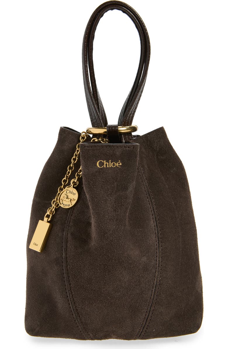Chloé Small Spin Suede Crossbody Tote, Alternate, color, Kohl Brown
