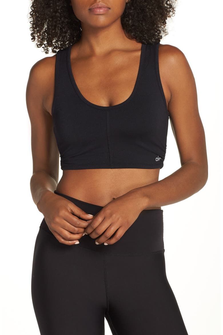 Delicate Twisted Sports Bra Tank, Main, color, BLACK