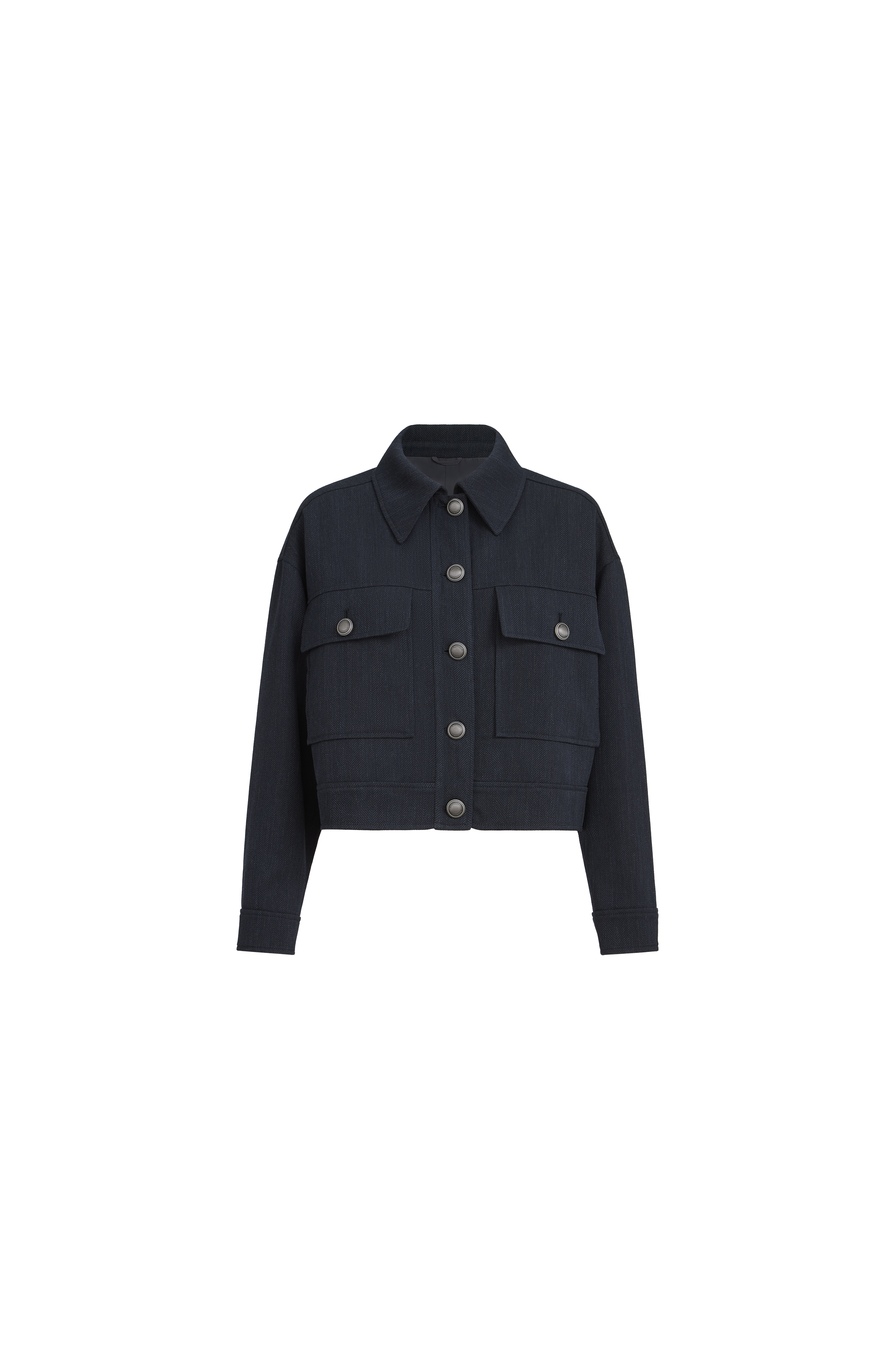 Crepe chevron cropped outerwear jacket - image 2