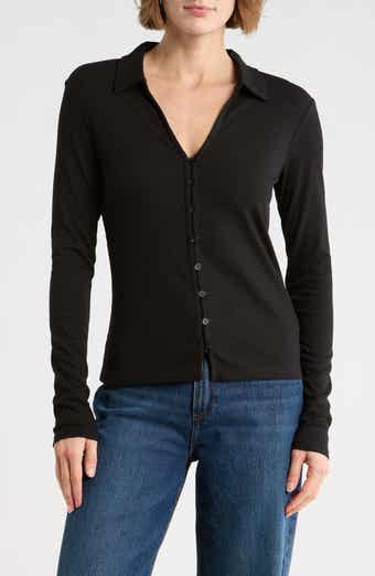Sanctuary Johnny Collar Long Sleeve Button-Up Top