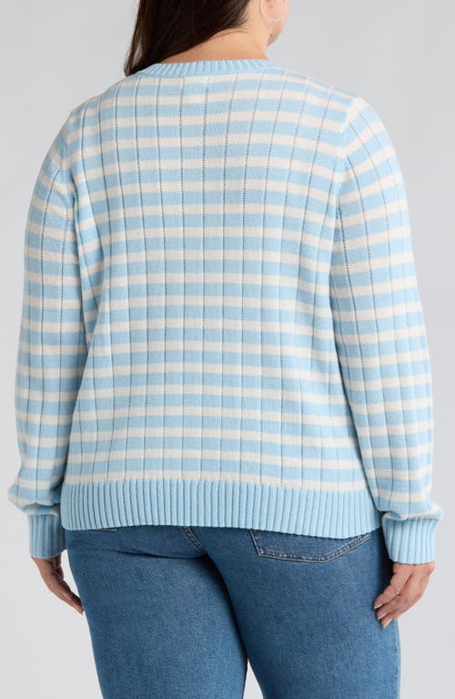 Shop Caslonr Caslon(r) Stitch Play Stripe Sweater In Blue Falls- Ivory Stripe
