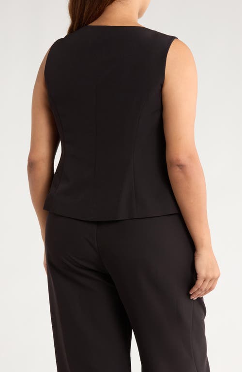 Gemma + Jane Hammered Button-up Vest In Black