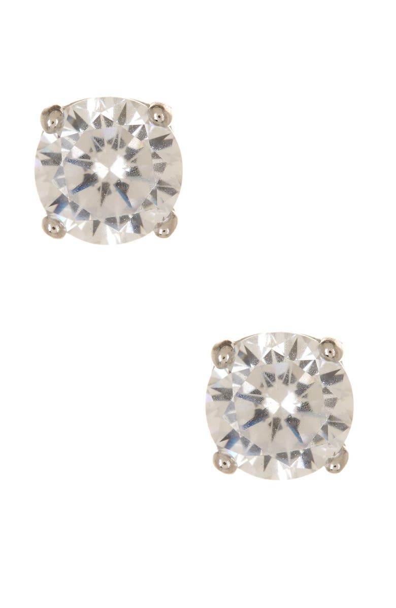 NORDSTROM RACK Sterling Silver Round Cut CZ Studs - 1.00 ctw, Main, color, Clear/Silver
