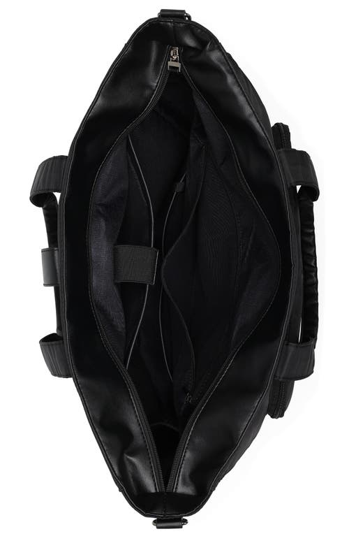 Elle Voyage 25l Twill And Vegan Leather Weekender Tote Bag In Black
