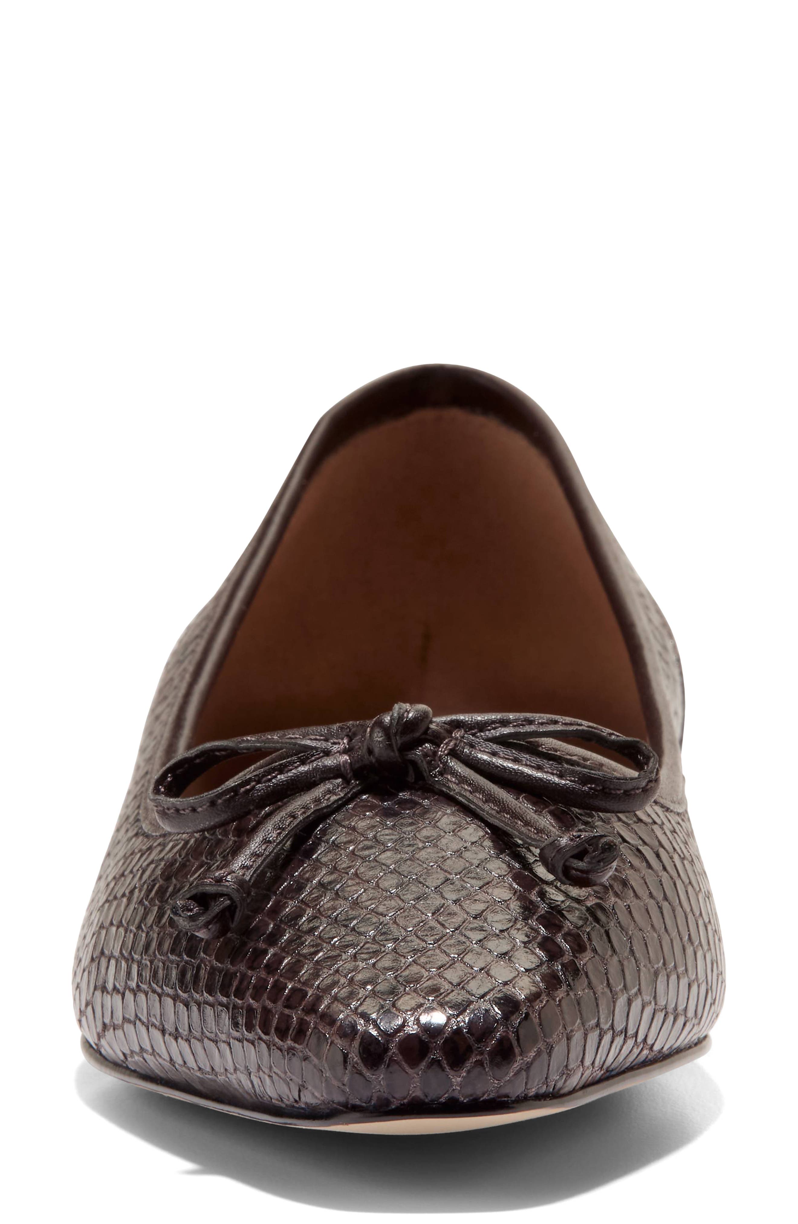 Paget Leather Ballet Flat, Alternate, color, DARK CHOCOLATE SNAKE PRINT