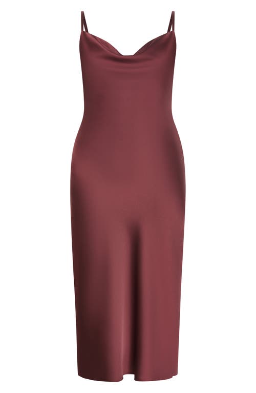 City Chic Satin Slipdress In Burgundy