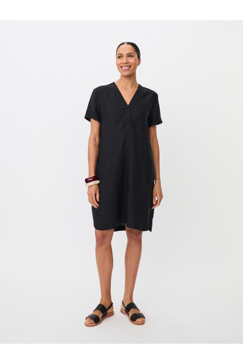 Manareela Linen V-Neck Tunic Dress, Main, color, Black