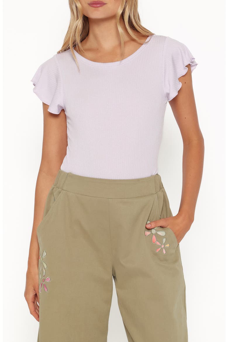Betsy Flutter Sleeve Ribbed Tee, Main, color, LILAC