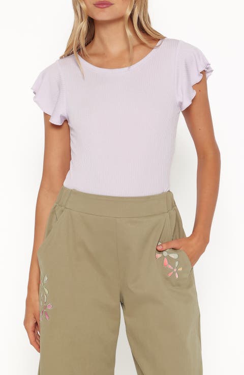 Betsy Flutter Sleeve Ribbed Tee