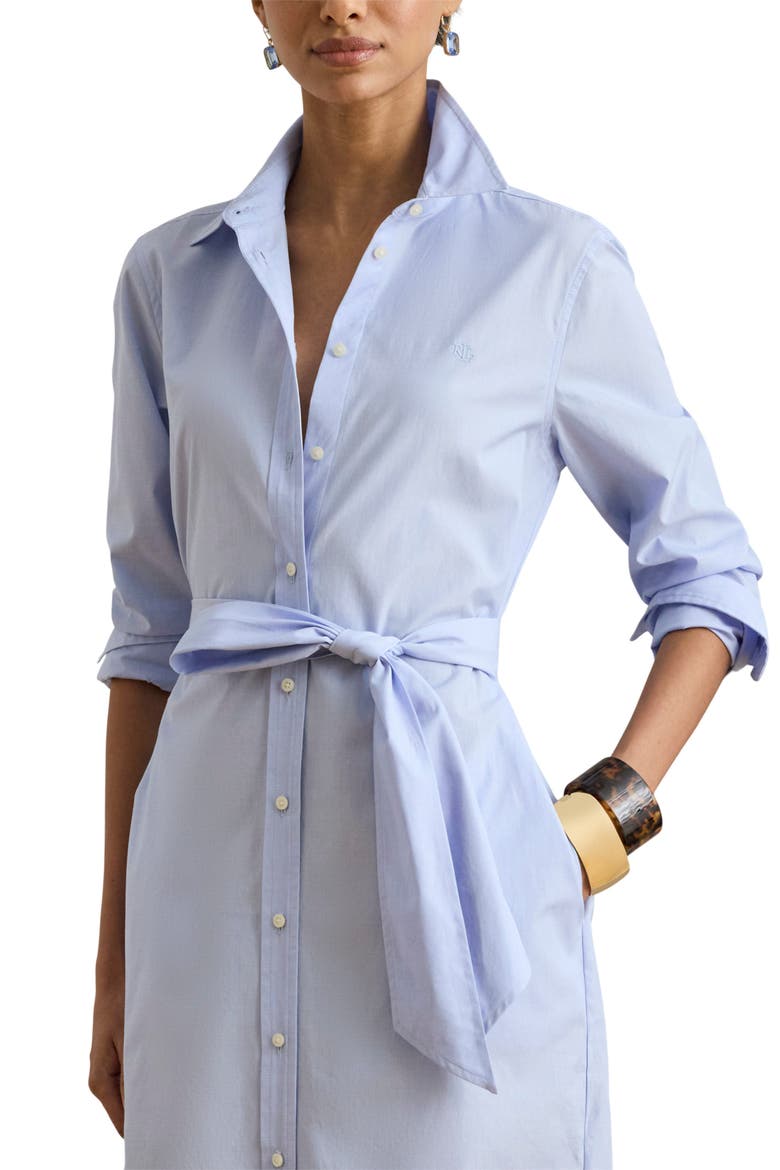 End On End Long Sleeve Cotton Shirtdress, Alternate, color, LIGHT SKY BLUE