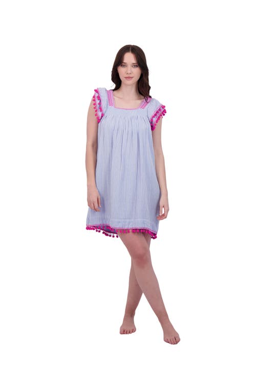 Mer St. Barth Dress Sea Stripe Embroidery In Blue