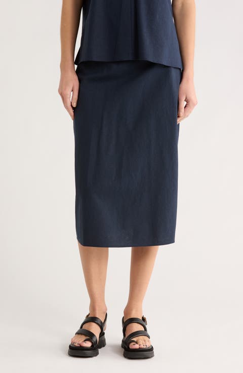 Linen Blend Slip Skirt