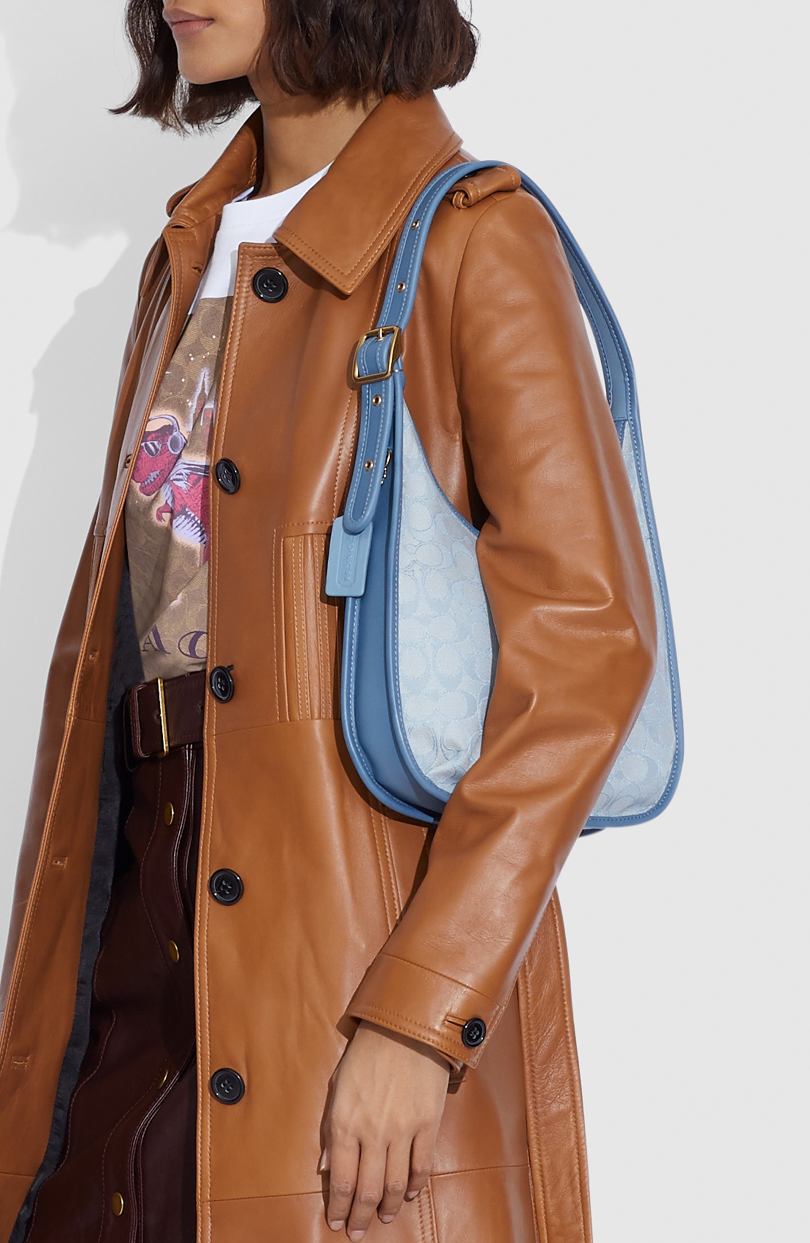Ergo Signature Jacquard Shoulder Bag, Alternate, color, BRASS/ MARBLE BLUE AZURE