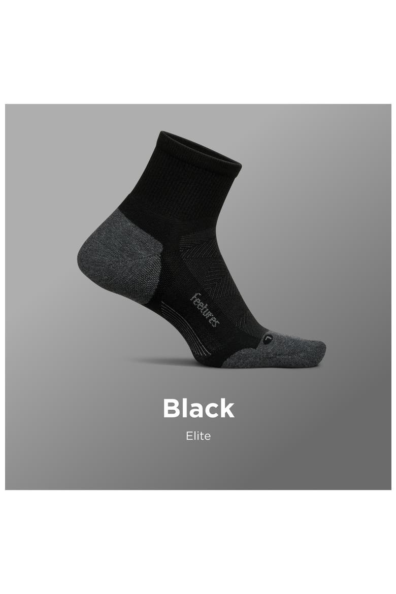 Elite Max Cushion Quarter Sock Athletic Running Socks, Targeted Compression, Moisture Wicking, Alternate, color, Black
