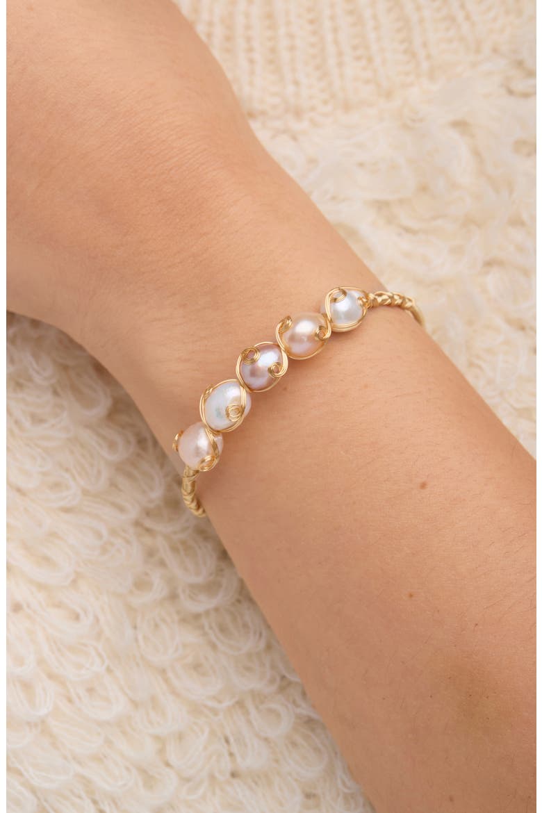 Freshwater Pearl Bangle Bracelet, Alternate, color, 14K GOLD/ FRESHWATER PEARL