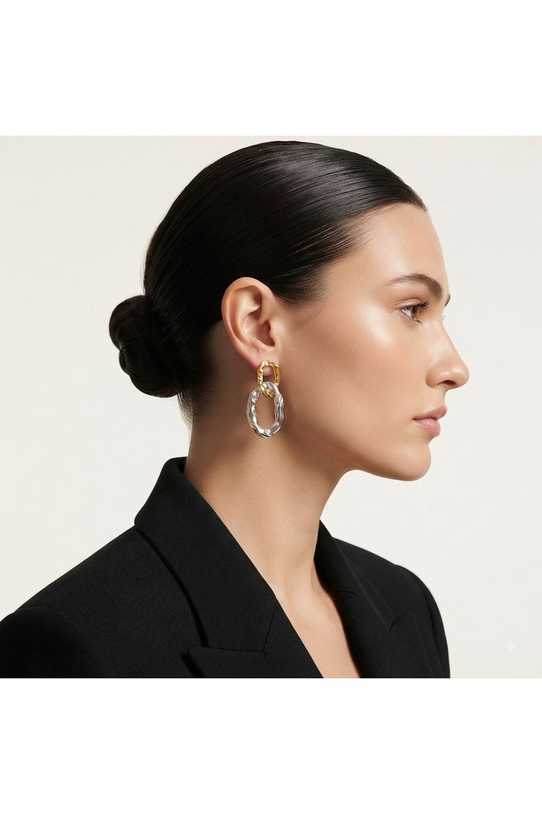 Helene Statement Link Drop Earrings, Alternate, color, Gold & Silver
