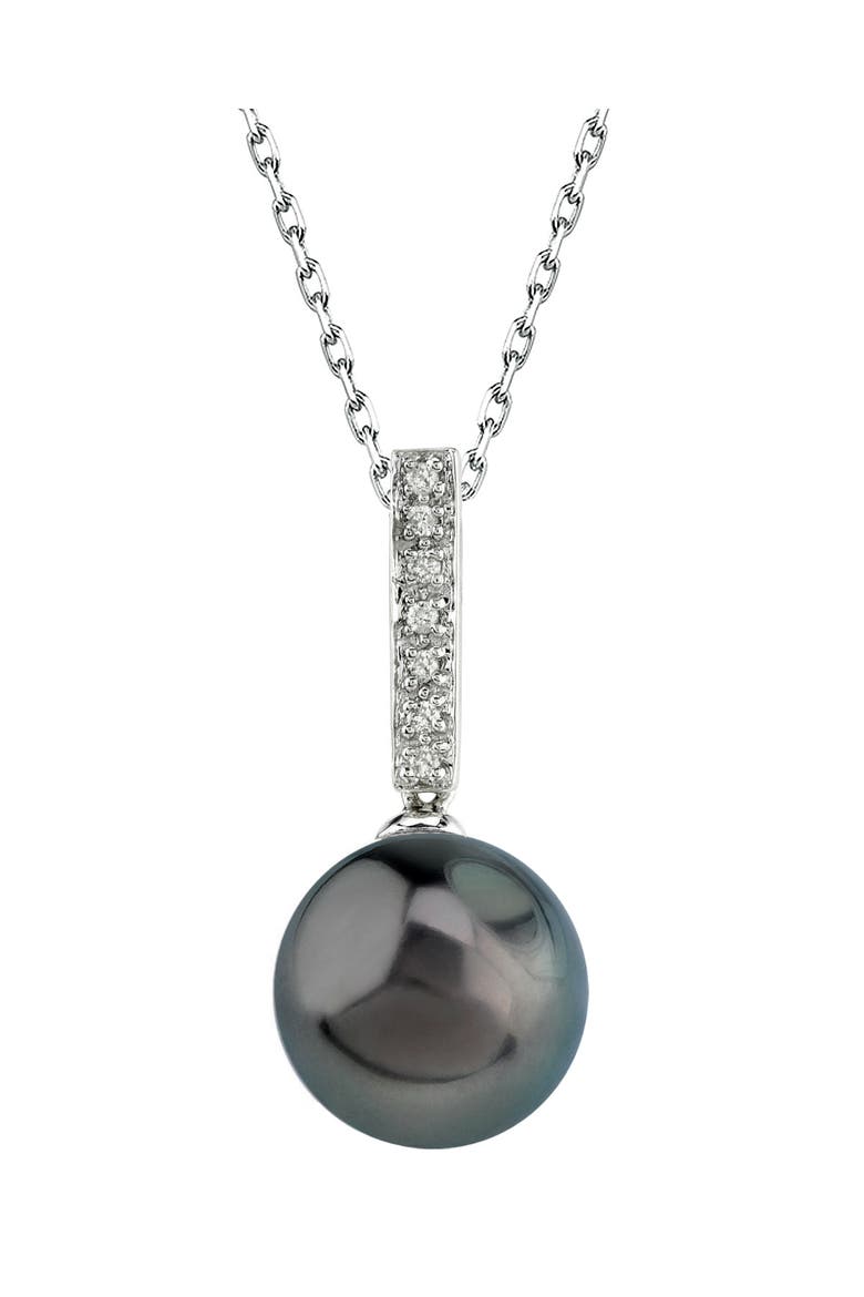 Tahitian South Sea Pearl Dangling Diamond Pendant, Main, color, White Gold