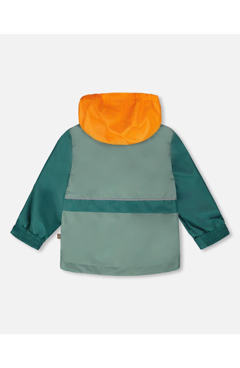 Deux par Deux Mid-Season Jersey Lined Jacket, Alternate, color, Dark Green And Orange