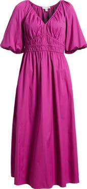 Nordstrom Puff Sleeve Cotton Poplin Dress