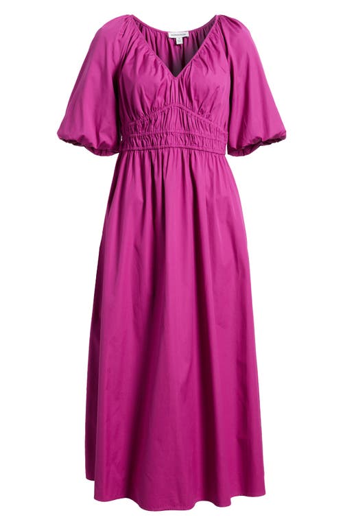 Nordstrom Puff Sleeve Cotton Poplin Dress In Pink Wild Aster
