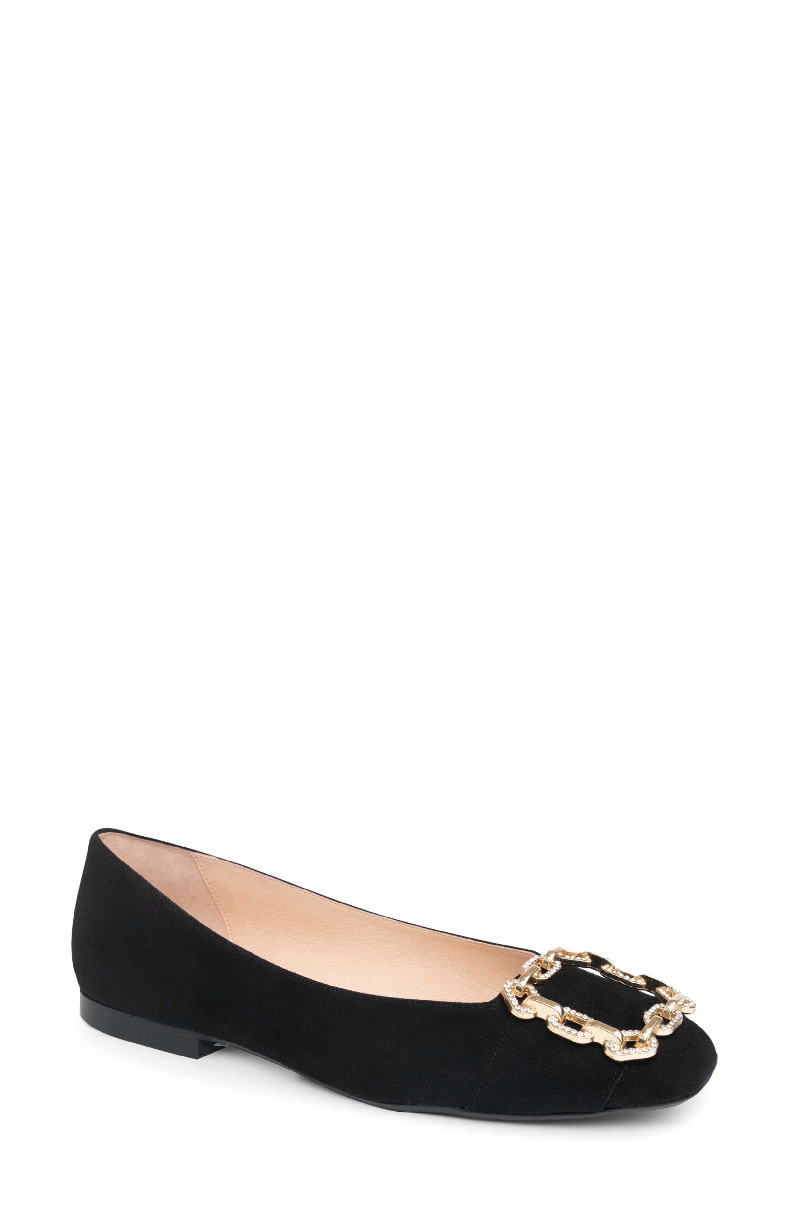 patricia green Celine Chain Link Flat, Main, color, Black Suede