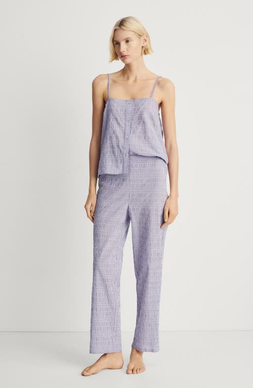 Shop Mango Stripe Stretch Cotton Pajama Pants In Lilac