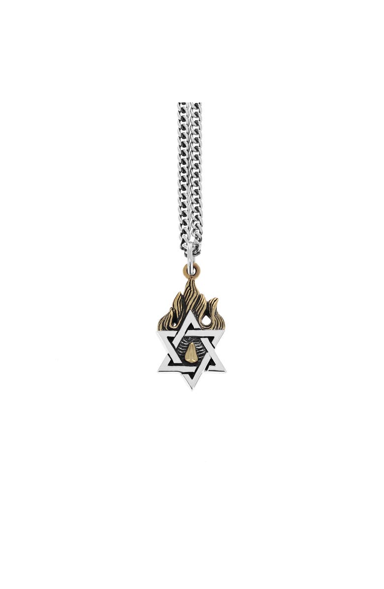 King Baby Studio Star of David Pendant with Gold Tone Alloy Flames, Main, color, Silver