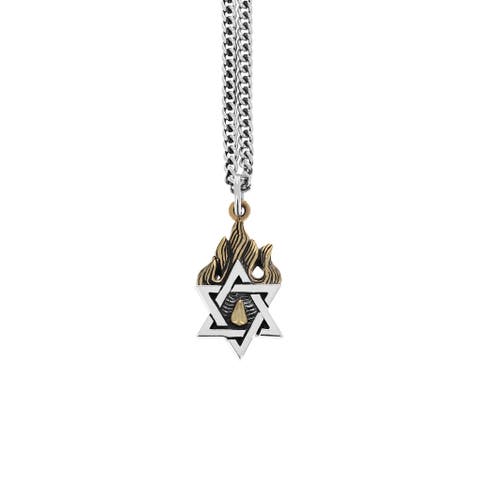 Star of David Pendant with Gold Tone Alloy Flames