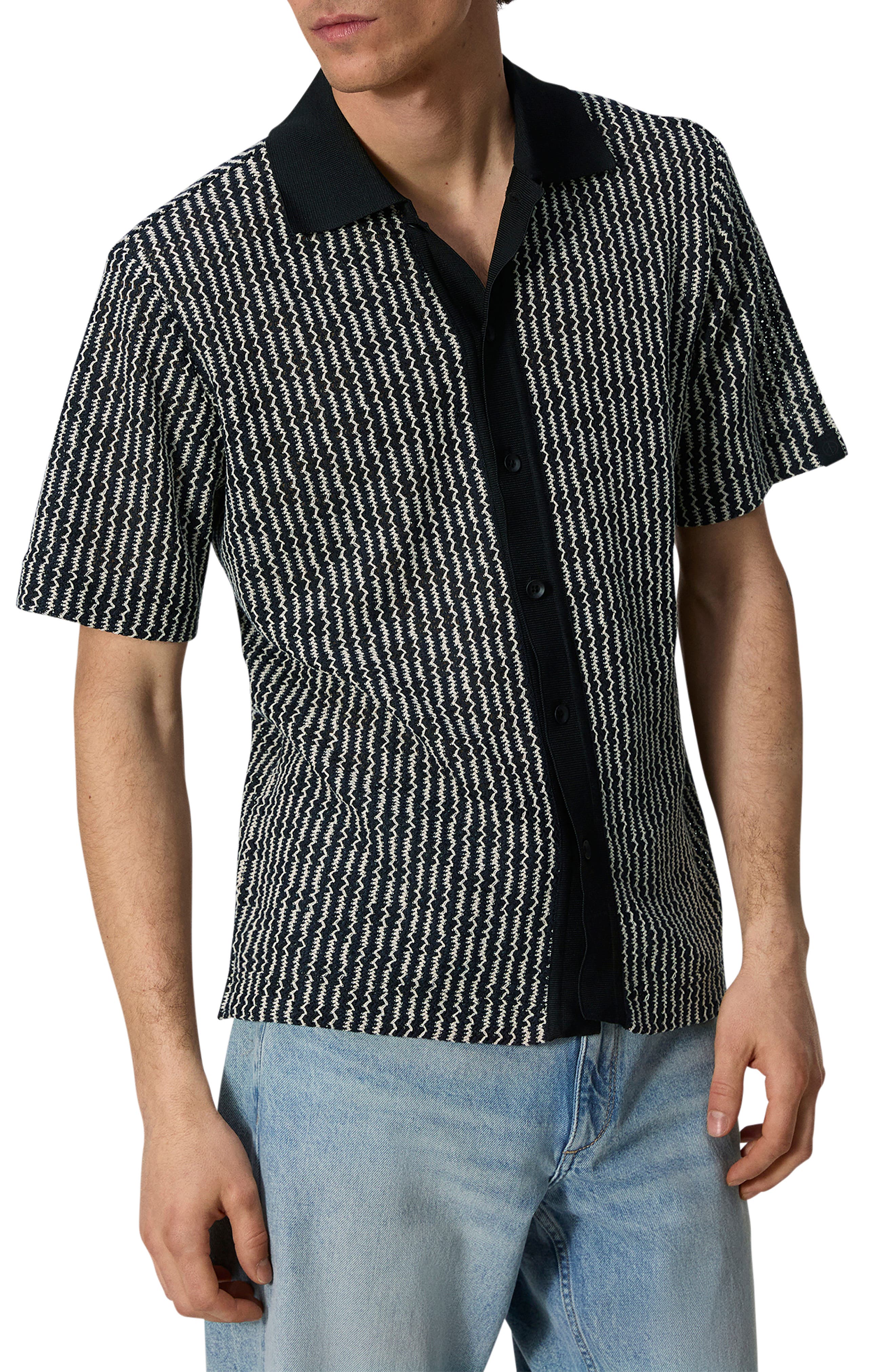 rag & bone Payton Short Sleeve Knit Button-Up Shirt (Men) | Nordstromrack