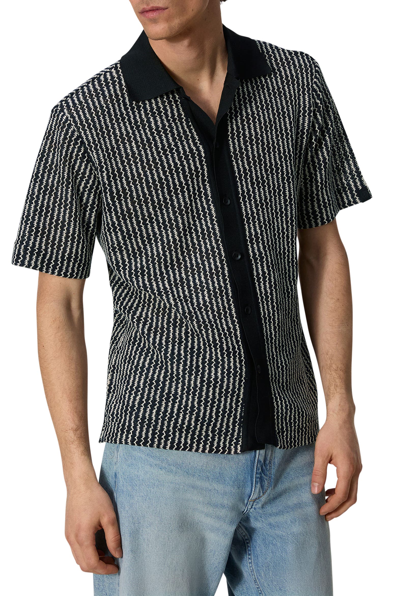 Short Rags rag & bone Payton Short Sleeve Knit Button-Up Shirt (Men) | Nordstromrack