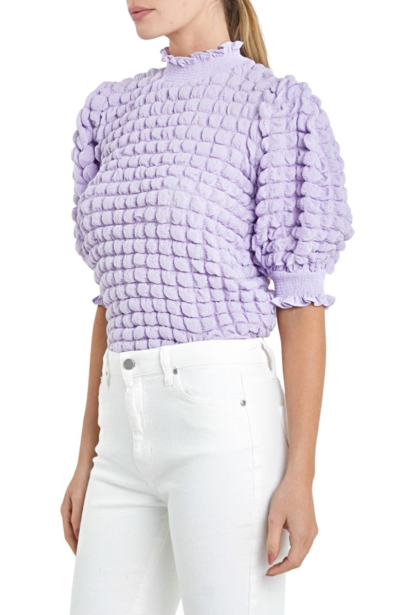 English Factory Textured Mock Neck Top, Alternate, color, Lavender