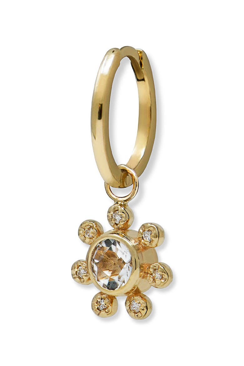 Dew Drop Étoile Diamond & Topaz Single Hoop Earring, Main, color, 14K YG/TOPAZ/DIAMOND