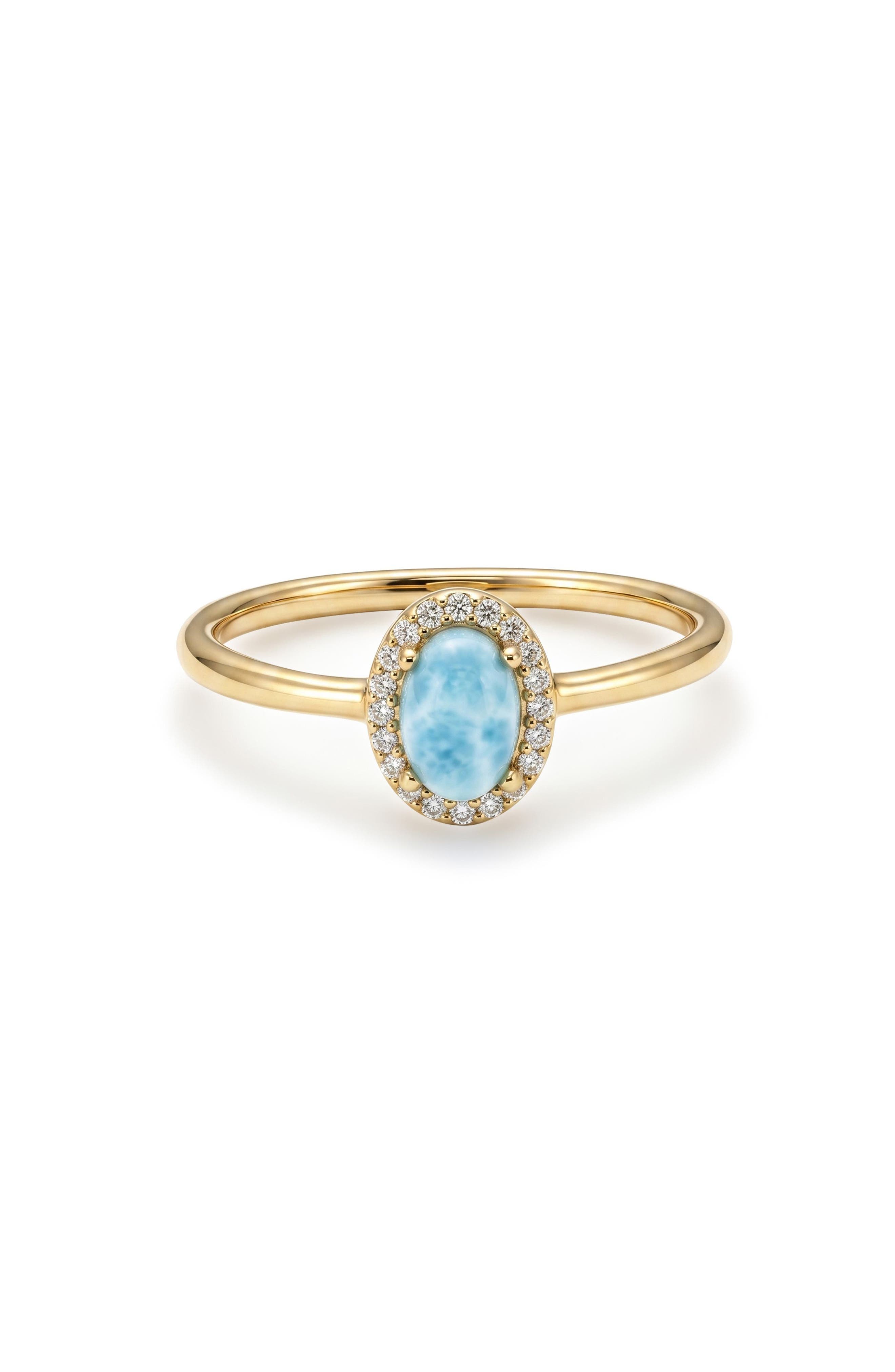 Oval Larimar Halo Ring