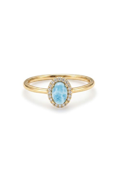 Oval Larimar Halo Ring