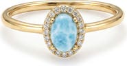Adornia Oval Larimar Halo Ring