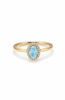 Oval Larimar Halo Ring