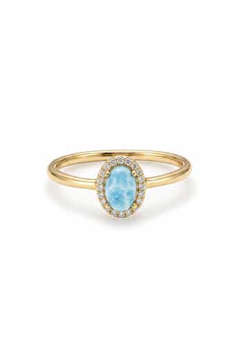 Oval Larimar Halo Ring