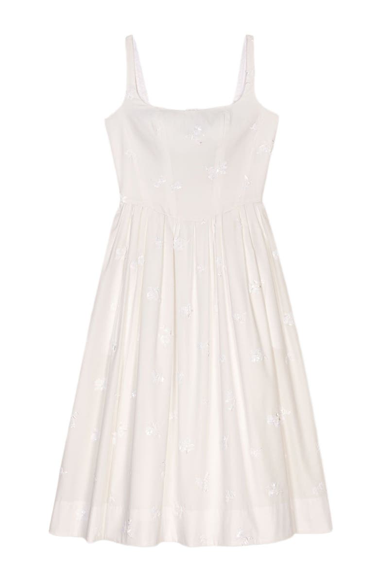 maje Embroidered cotton midi dress, Alternate, color,