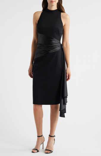Eliza J Mixed Media High Neck Cocktail Sheath Dress