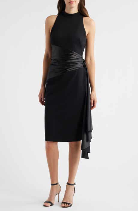 Eliza J Mixed Media High Neck Cocktail Sheath Dress