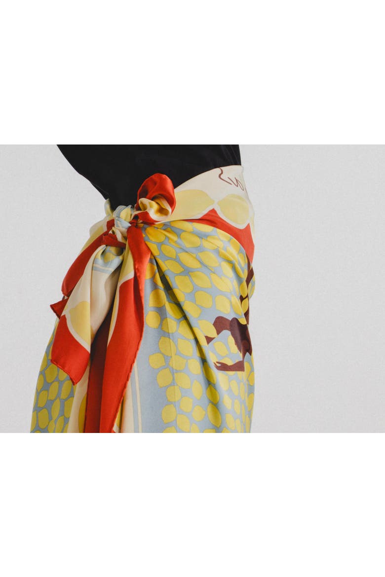X-Large Printed Silk Scarf, Alternate, color, Print 'Bathers' 49