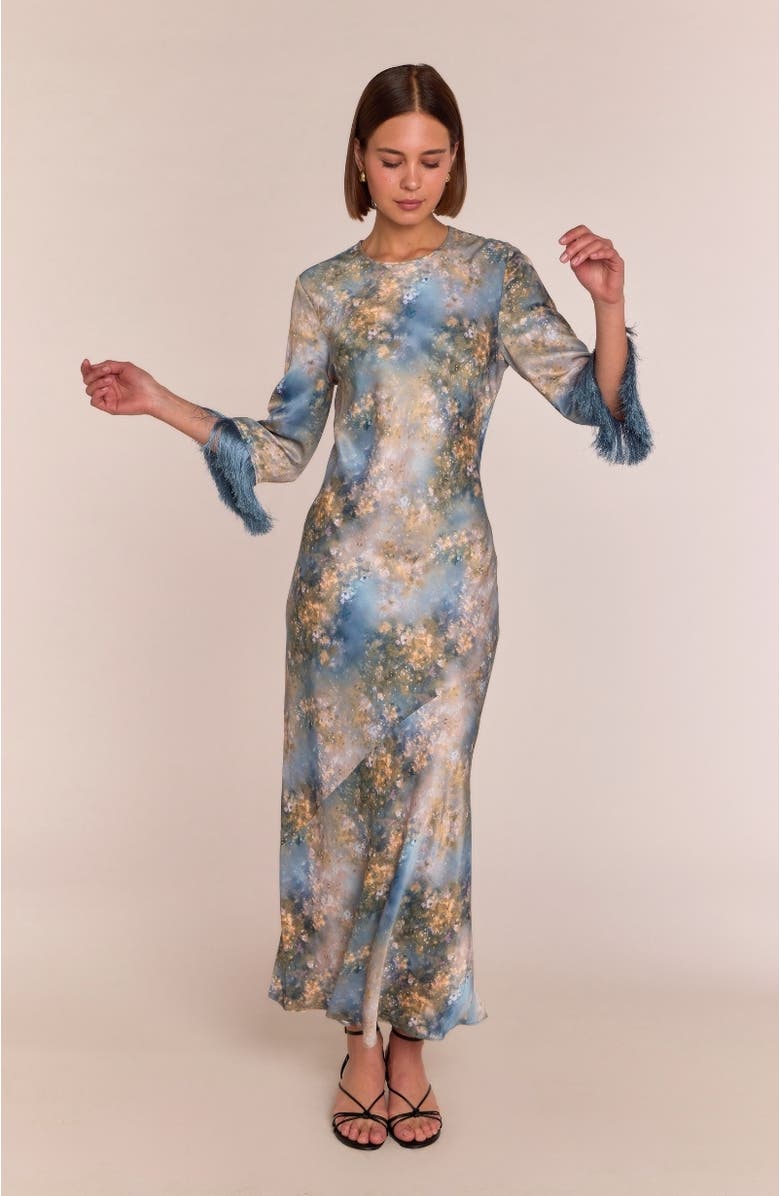 Rewritten Dolly Fringe Sleeve Dress, Main, color, Blue Print