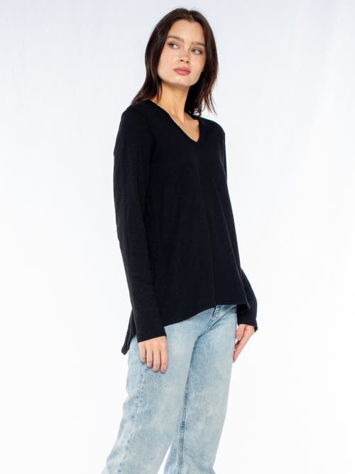 Wilt Clothing Long Sleeve Shrunken Boyfriend Top In Black