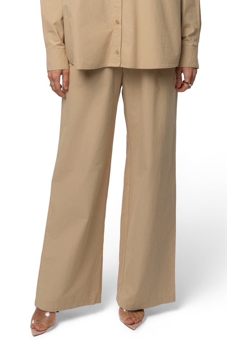 JLUXLABEL Leon Pleated Wide Leg Pants, Main, color, Beige