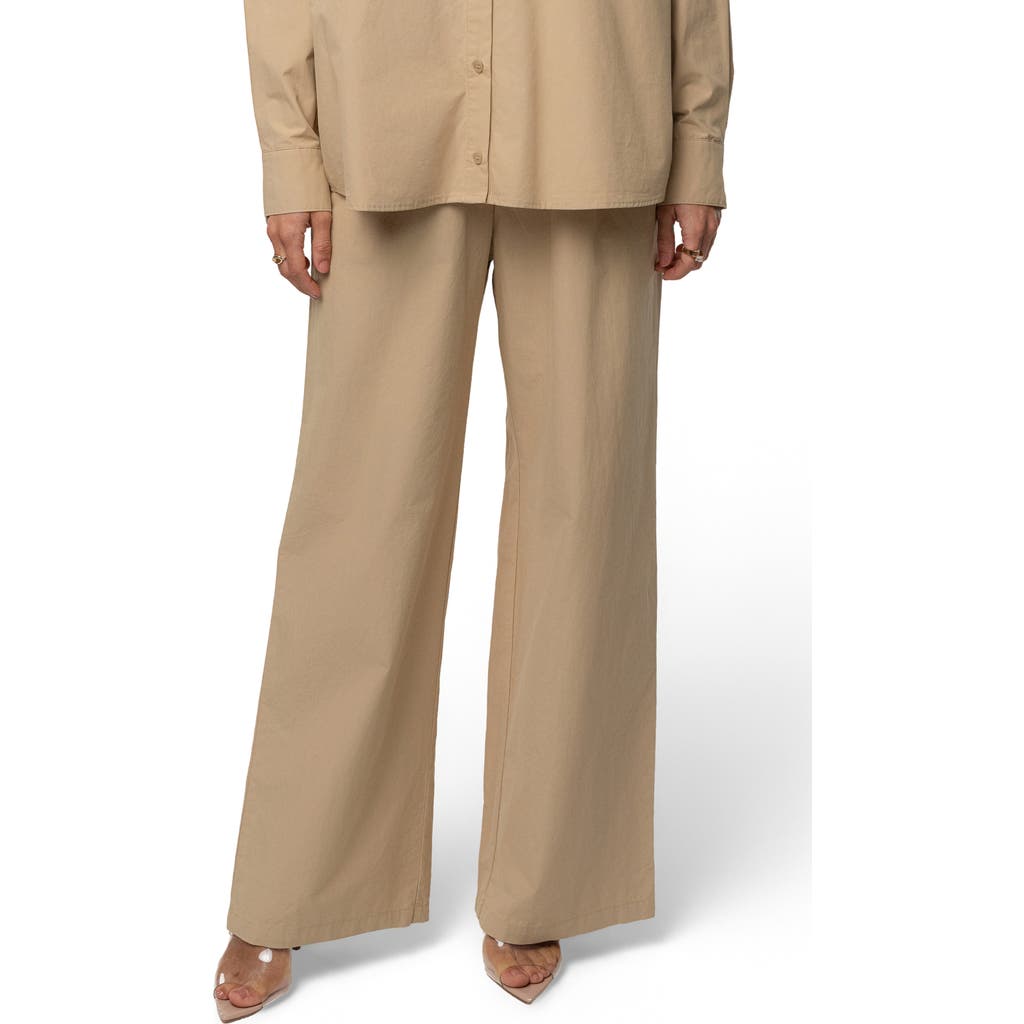 Jluxlabel Leon Pleated Wide Leg Pants In Brown