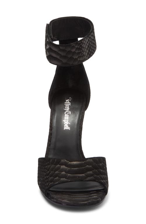 Jeffrey Campbell La Vida Snakeskin Embossed Ankle Strap Sandal In Black