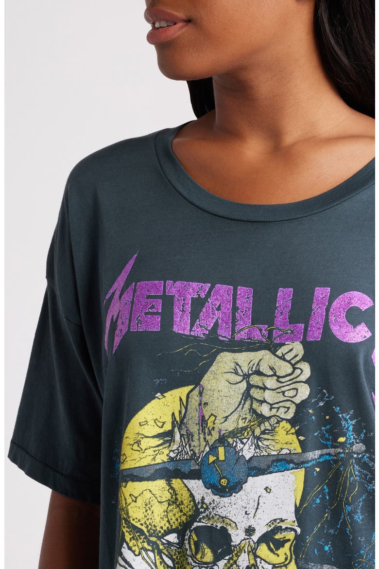 Metallica Damaged Justice Cotton Graphic T-Shirt, Alternate, color, VINTAGE BLACK
