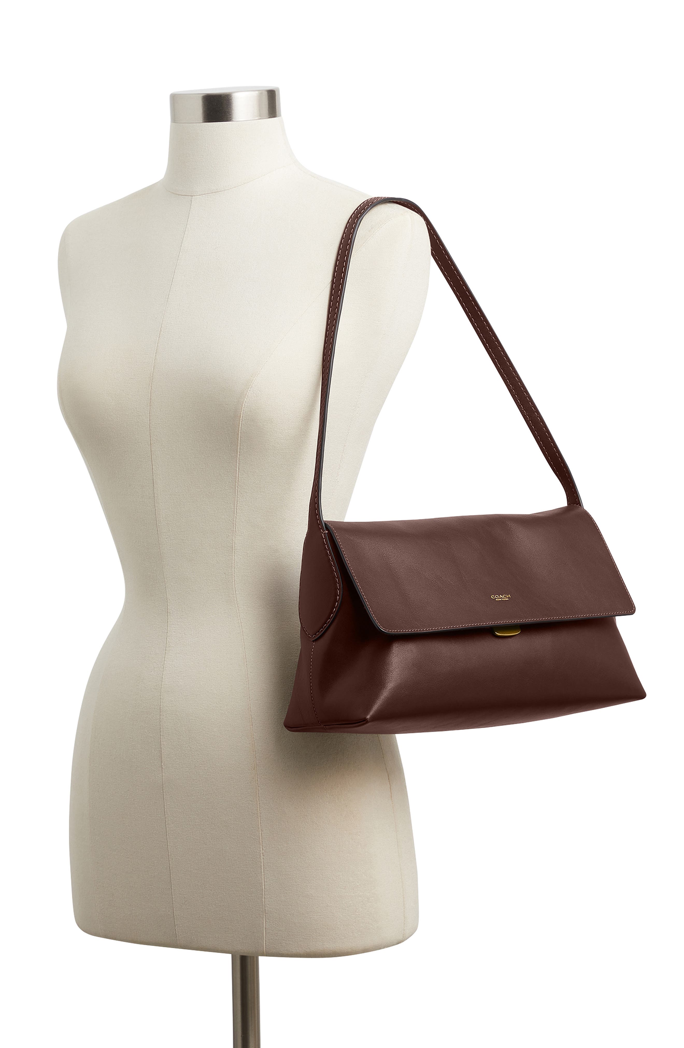 COACH Chelsea 30 Natural Grain Leather Shoulder Bag, Alternate, color, B4/Maple