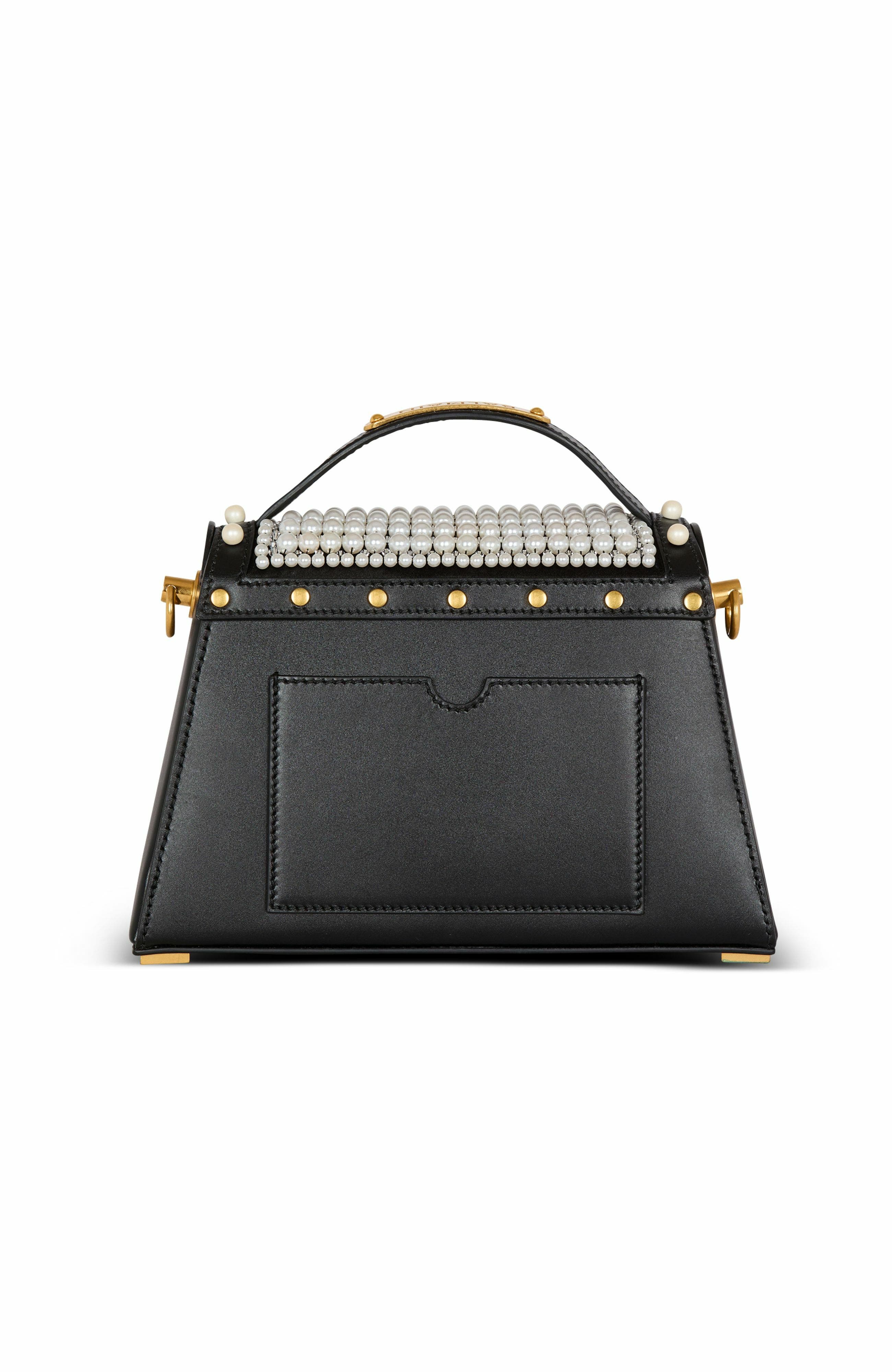 Balmain B-Buzz Dynasty Bag In Leather And Embroidered Satin, Alternate, color, 